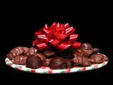 chocolate gift tray with red ribbon