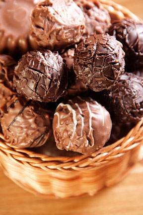 chocolates in a wicker basket