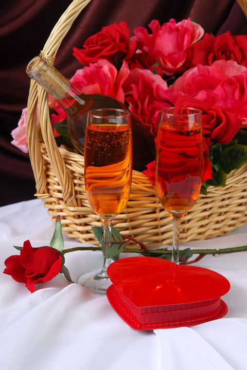 gift basket and box of chocolates